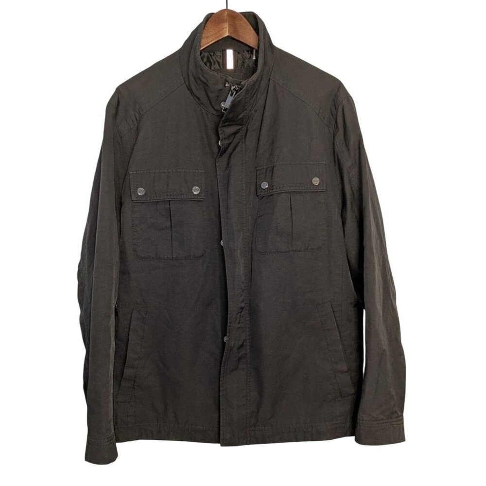 Marc New York Andrew Marc Mens XL Utility Jacket Black Button Pockets Adjustable